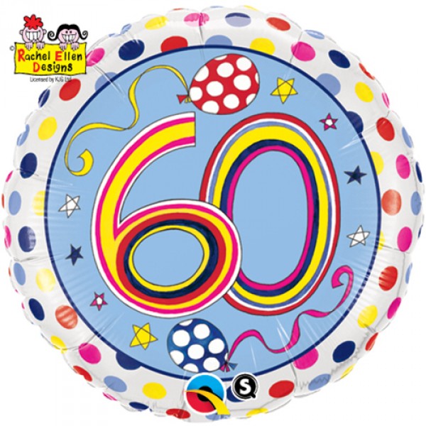 Bunte Punkte Zahl 60 46cm