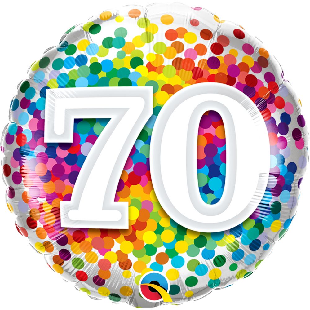 Regenbogen Konfetti Zahl 70 46cm