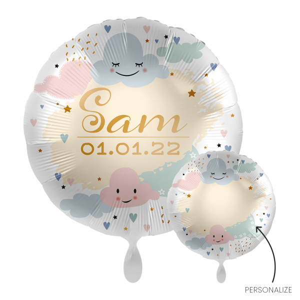Personalize IT - Rund mit Wolken 43cm