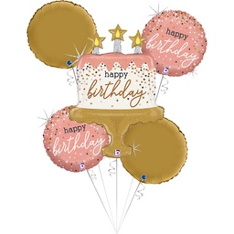 [2100000010097] Set Happy Birthday Torte Folienballon 84cm und 4 Folienballons 45cm