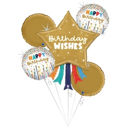 [2100000009541] Set Wishes Star Folienballon 109cm und 4 Folienballons 45cm
