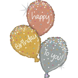 [2100000009671] Happy Birthday Balloons Glitzerfolie 81cm