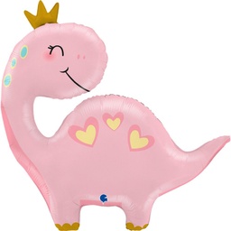 [2100000016891] Dinosaurier mit Krone rosa 71cm