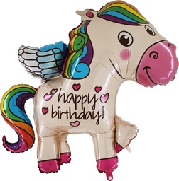 [2100000016877] Happy Birthday Rainbow Pony 91cm