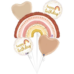 [2100000019052] Set Boho Stil Regenboden 81cm und 4 Folienballons je 45cm