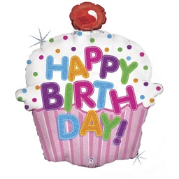 [2100000019076] Muffin Happy Birthday 61cm