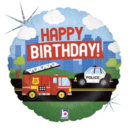 [2100000019410] Happy Birthday mit Feuerwehr und Polizei 46cm